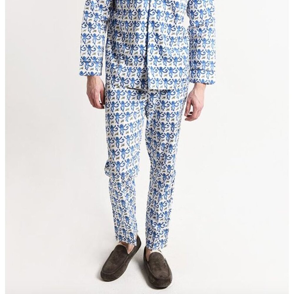 Roller Rabbit Men's Monkey Loungewear Pants Blue Monkeys Size XL Cotton